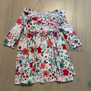 Blueberi Boulevard White/Green/Pink Floral Ruffle Dress Size 2T Casual!
